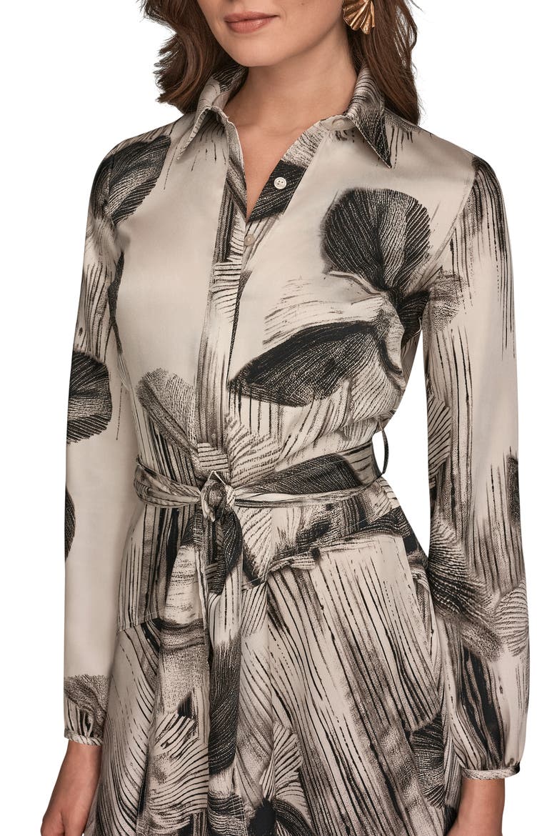 Tie Waist Shirt Dress, Alternate, color, BLACK/VELLUM