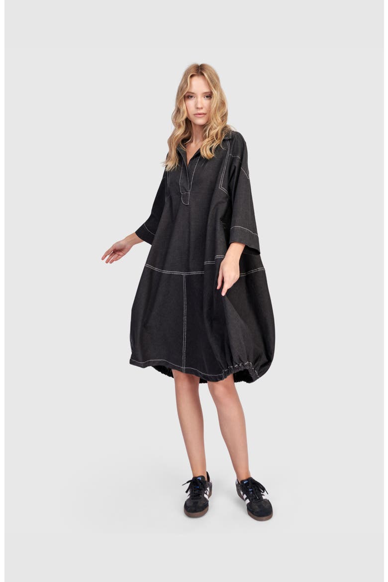 Panama Oversized Shirt Dress, Alternate, color, Black
