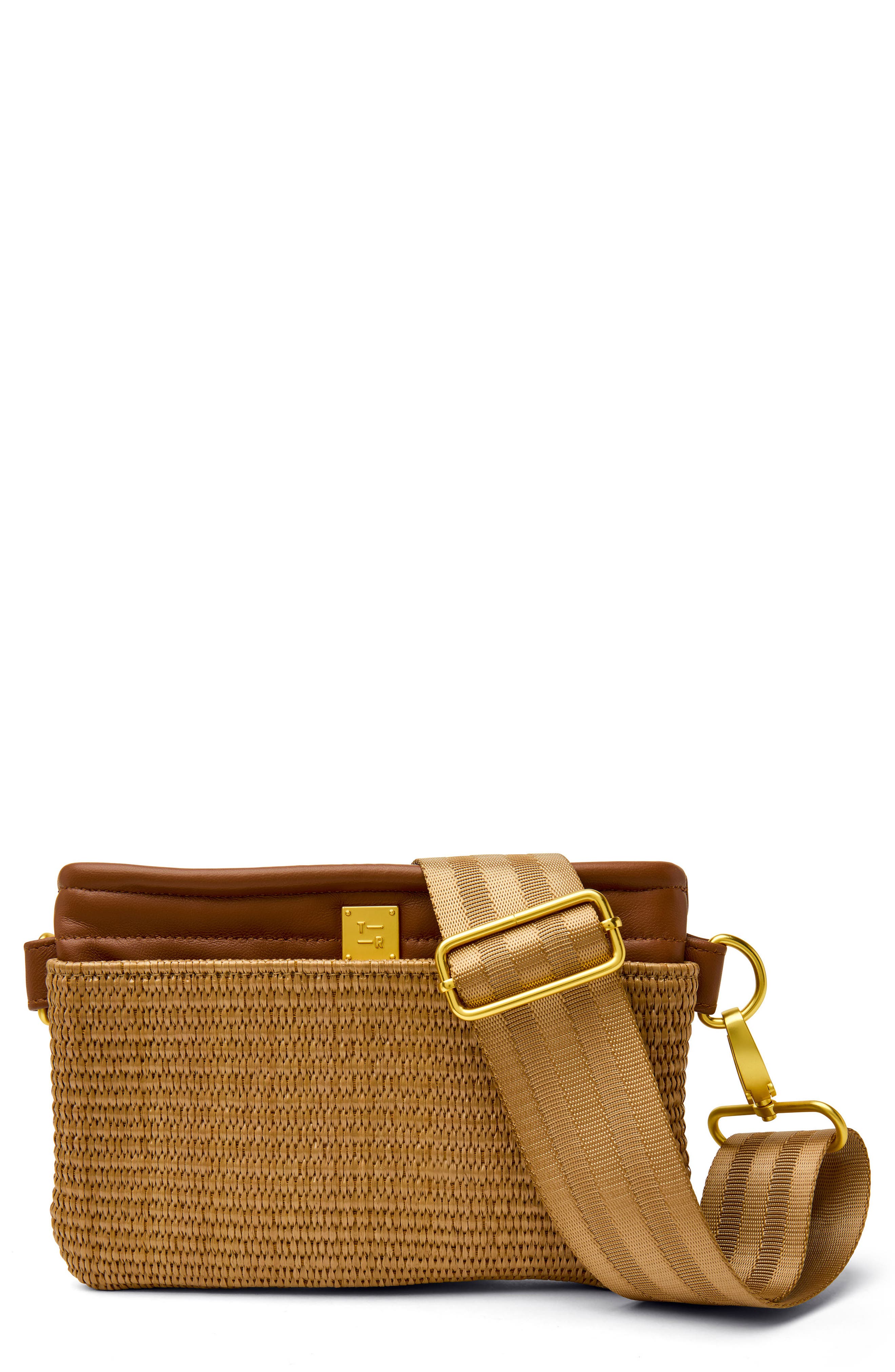 THINK ROYLN Raffia Convertible Belt Bag, Main, color, Sand Dune Raffia And Mocha