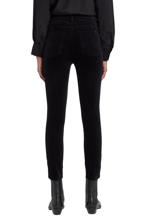 7 For All Mankind High Waist Ankle Skinny Velvet Pants In Black