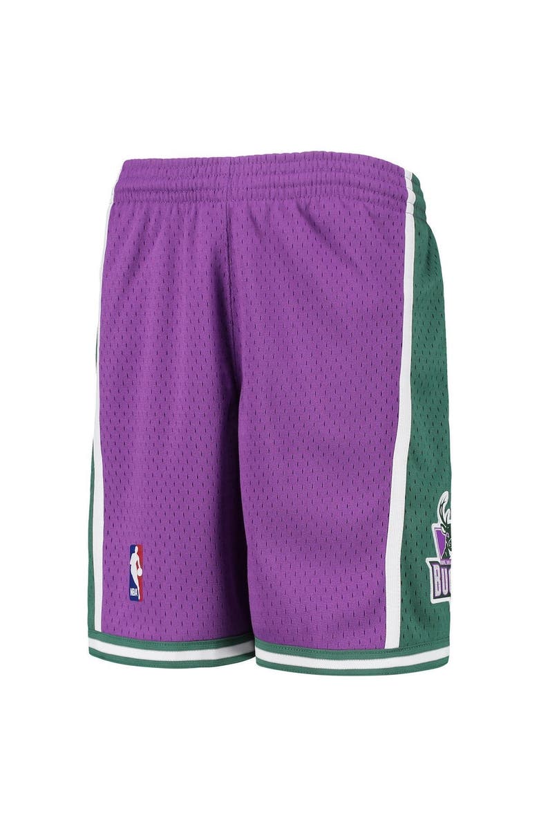 Mitchell & Ness Youth Mitchell & Ness Purple Milwaukee Bucks Hardwood Classics Swingman Shorts, Alternate, color, 