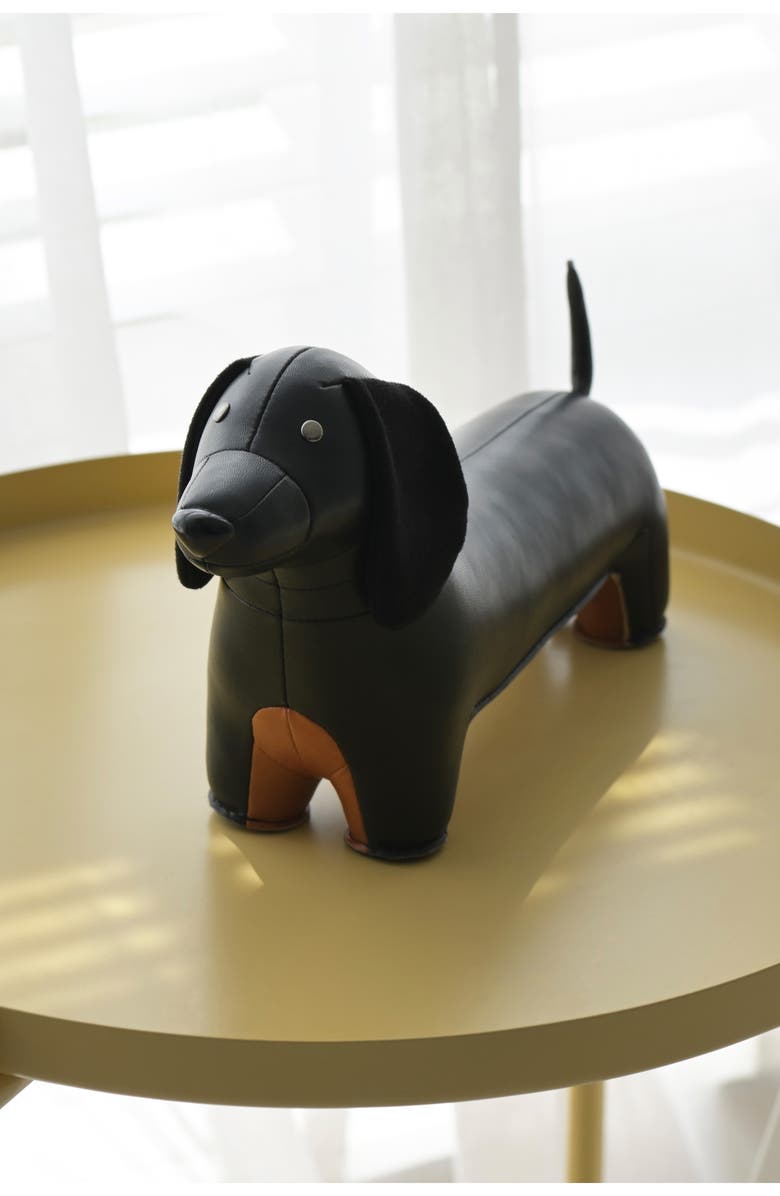 Zuny Teckel Dachshund Faux Leather Bookend, Alternate, color, Black