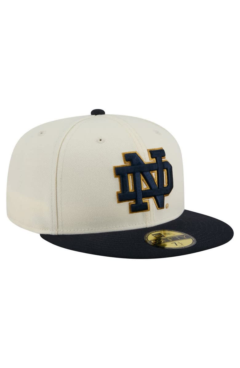 New Era Men's New Era Cream Notre Dame Fighting Irish Chrome 59FIFTY Fitted Hat, Alternate, color, 