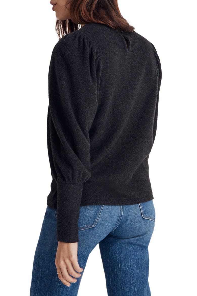 Puff Sleeve Brushed Jersey Top, Alternate, color, HTHR DARK CHARCOAL
