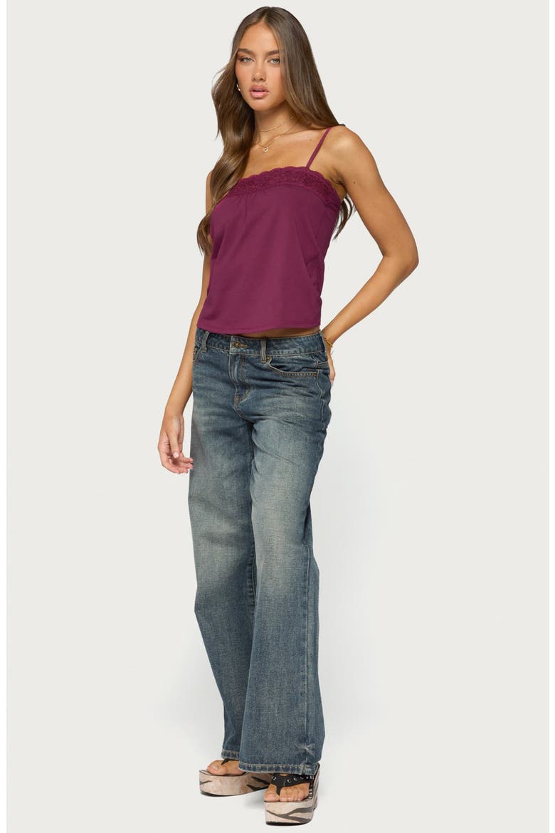 Abbe Lace Trim Tank Top, Alternate, color, BURGUNDY