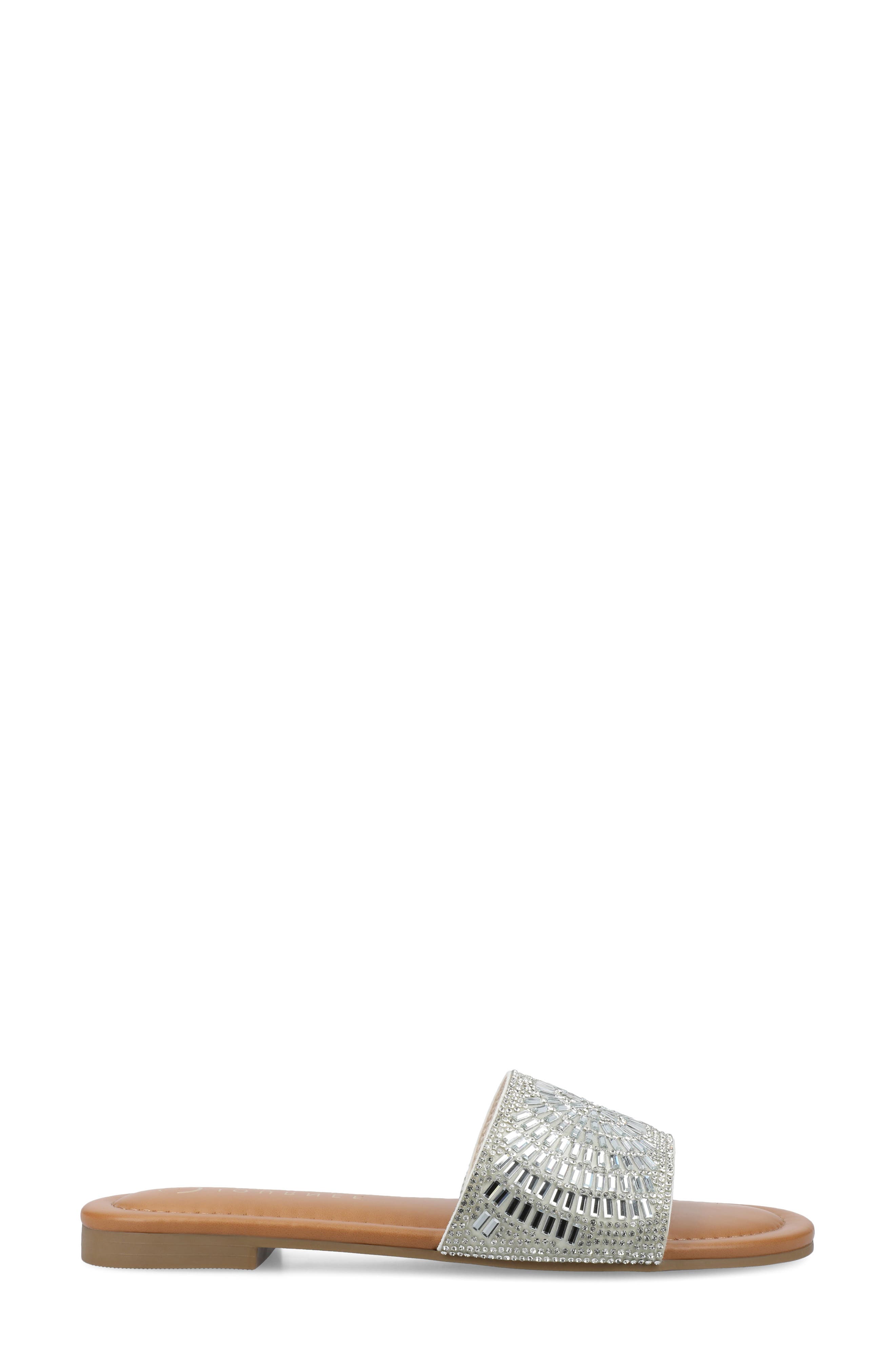 Journee Collection Maria Crystal Embellished Slide Sandal, Alternate, color, Silver