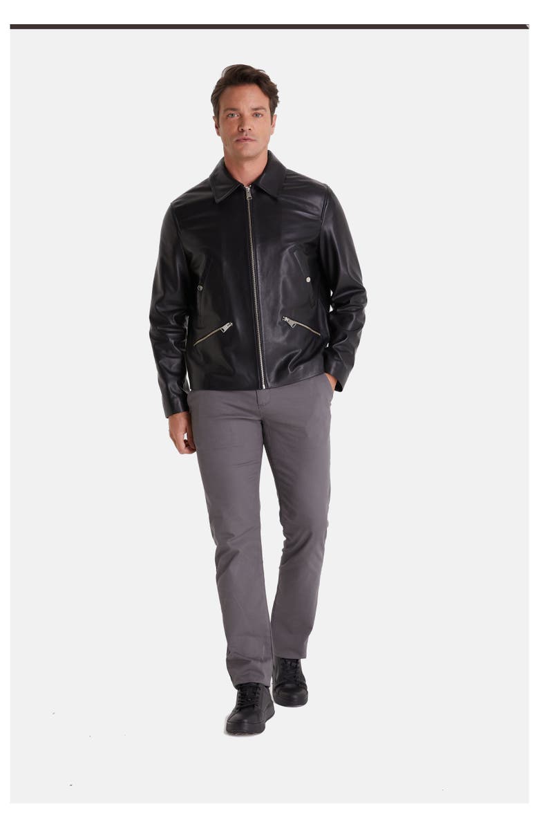 Furniq UK Peter Leather Jacket, Alternate, color, Black