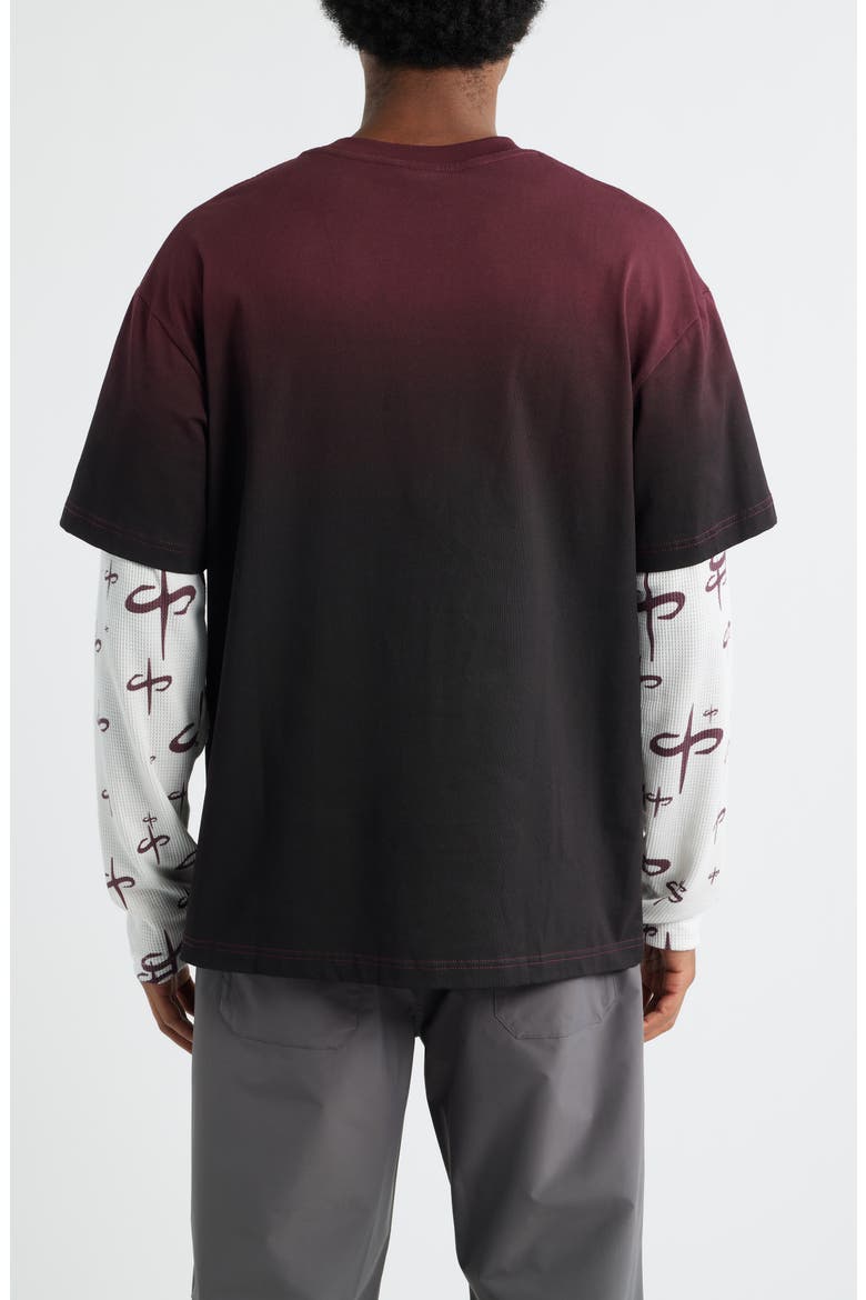 Ispica Long Sleeve Cotton Layered Look T-Shirt, Alternate, color, MAROON