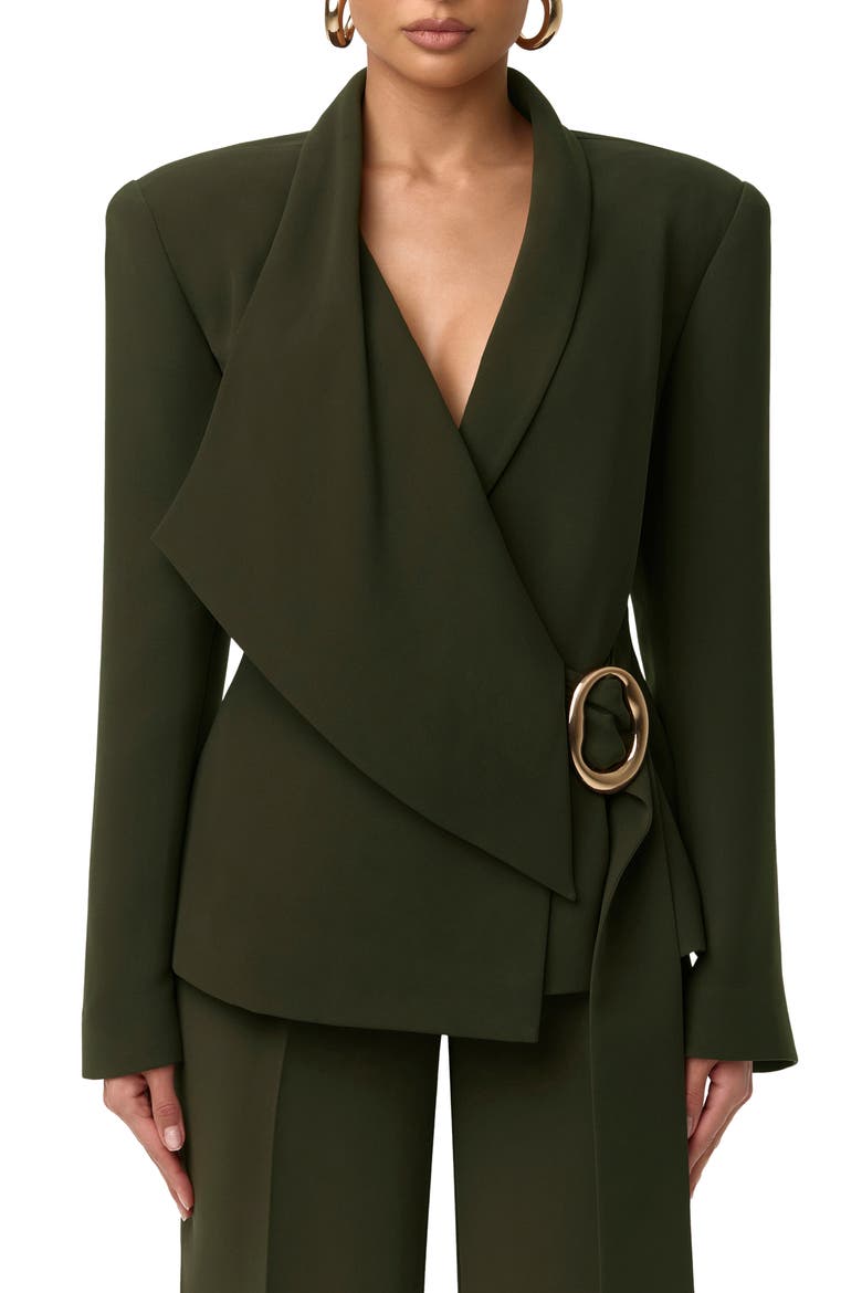 Asymmetric Wrap Blazer, Main, color, FOREST NIGHT