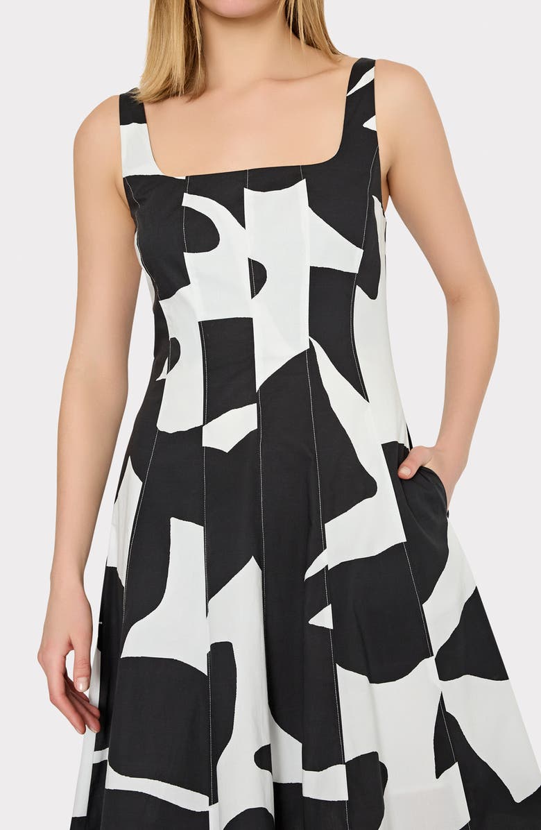 Milly Grand Foliage Stretch Cotton Poplin Dress, Alternate, color,