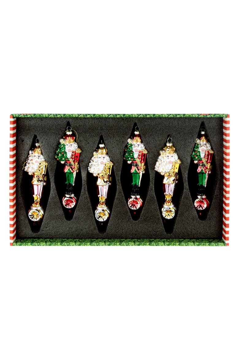 Festive Nutcracker Ornament, Box of 6, Alternate, color, Red