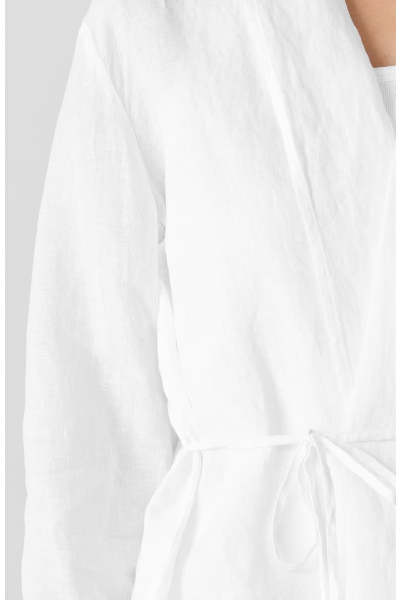 Shawl Collar Open Front Organic Linen Jacket, Alternate, color, WHITE