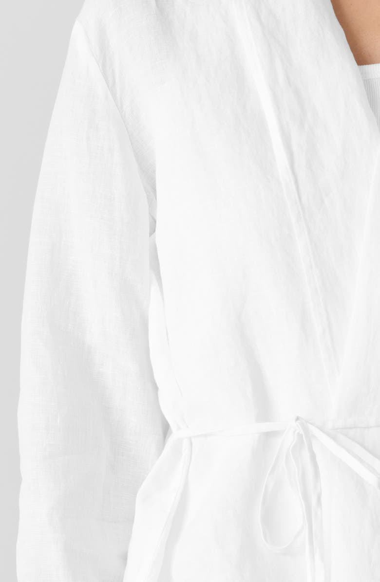 Eileen Fisher Shawl Collar Open Front Organic Linen Jacket, Alternate, color, White