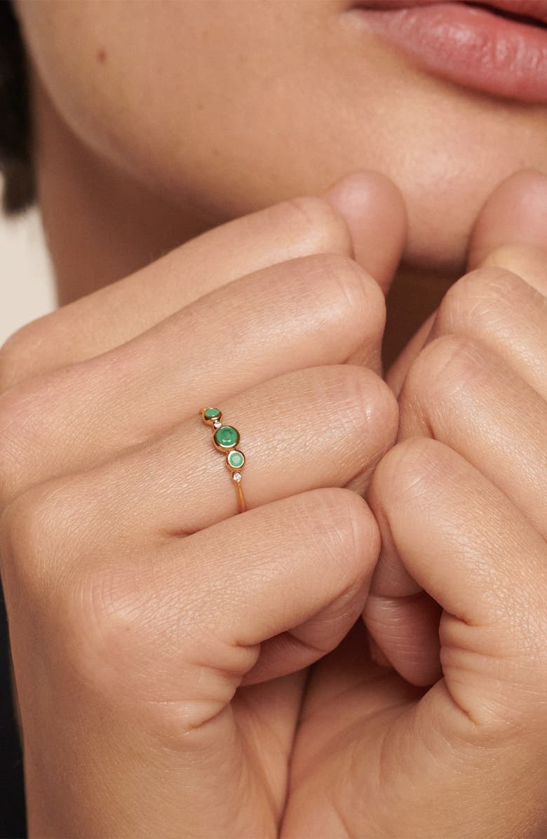 Monica Vinader Siren Emerald & Diamond Stacking Ring, Alternate, color, 14K Solid Gold / Emerald