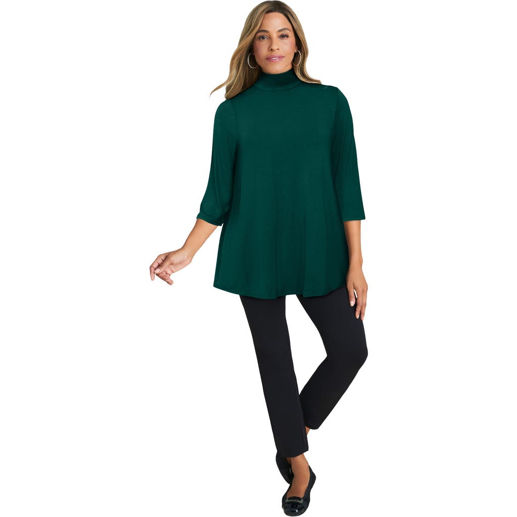Jessica London Mockneck Swing Tunic In Green