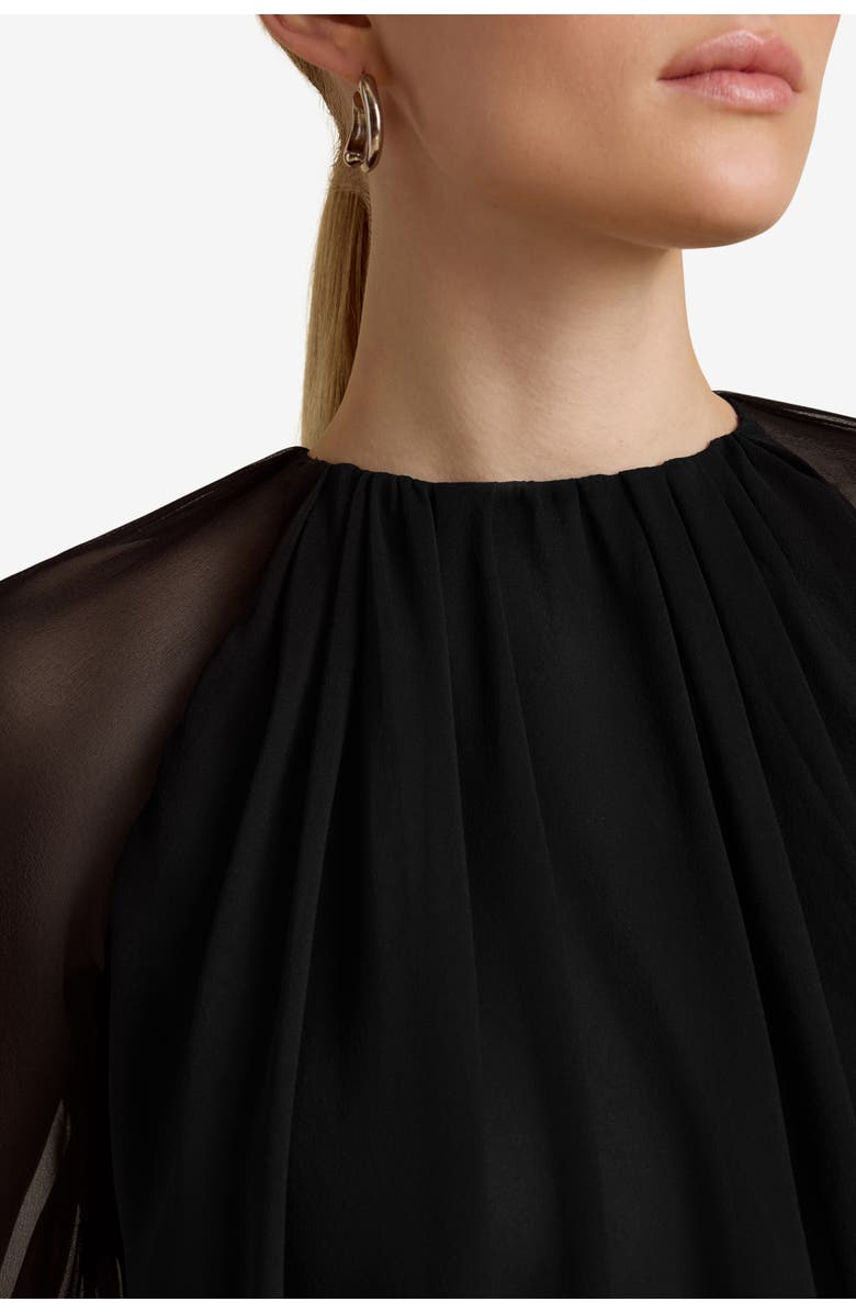 Marina Moscone Layered Long Sleeve Blouse, Alternate, color, Black