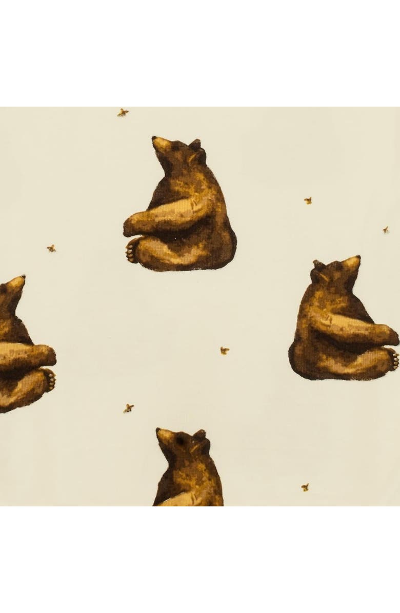 Milkbarn Ruffle Zipper Footed Romper, Alternate, color, Honey Bear