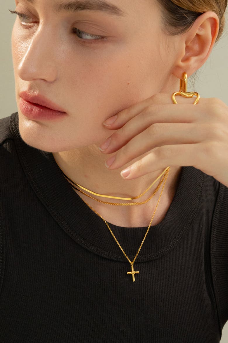 Sterling Silver 18k Gold Plated Caroline Necklace Dainty Minimalist, Alternate, color, Gold