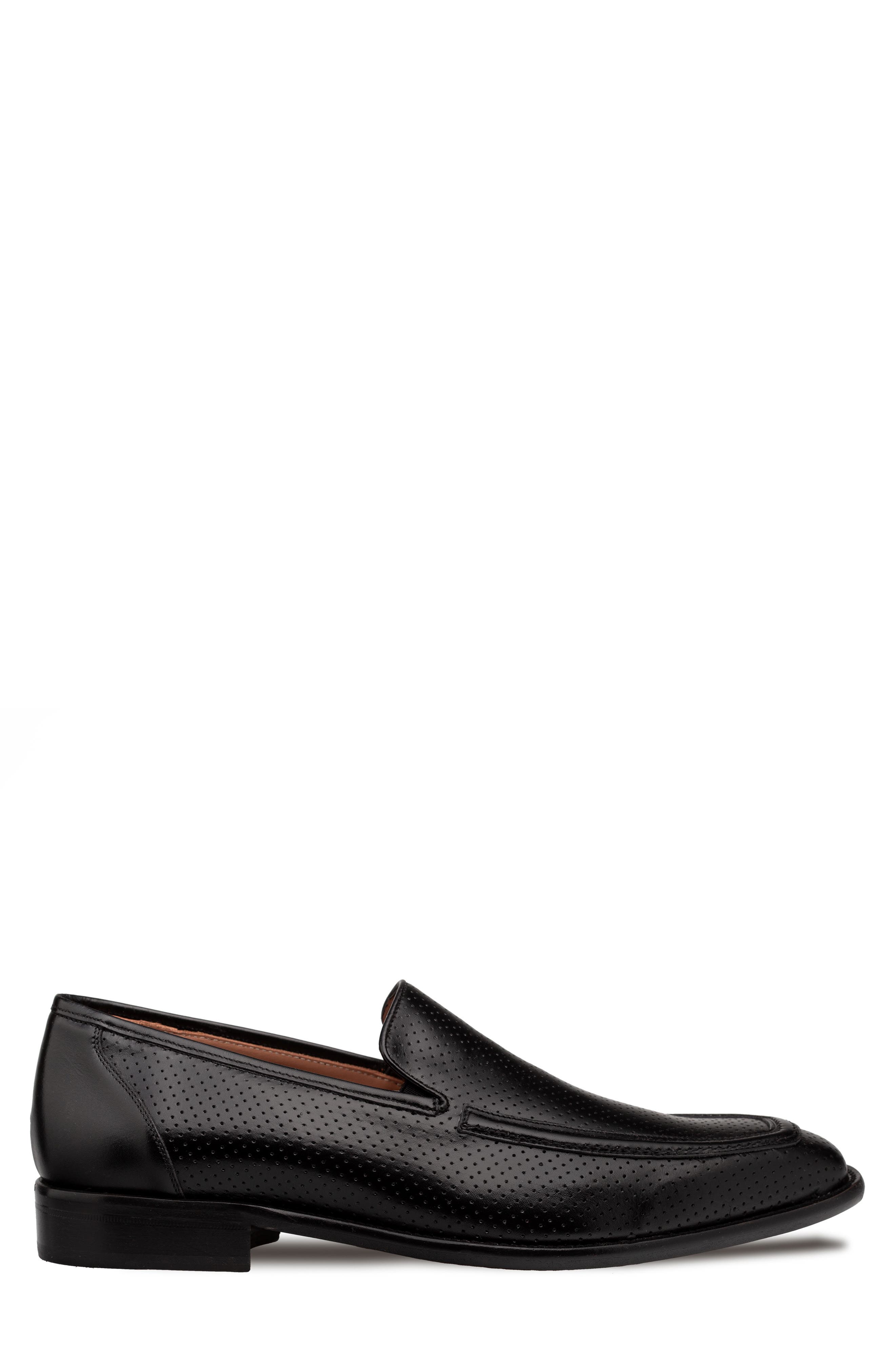 Mezlan Perforated Leather Loafer, Alternate, color, Black