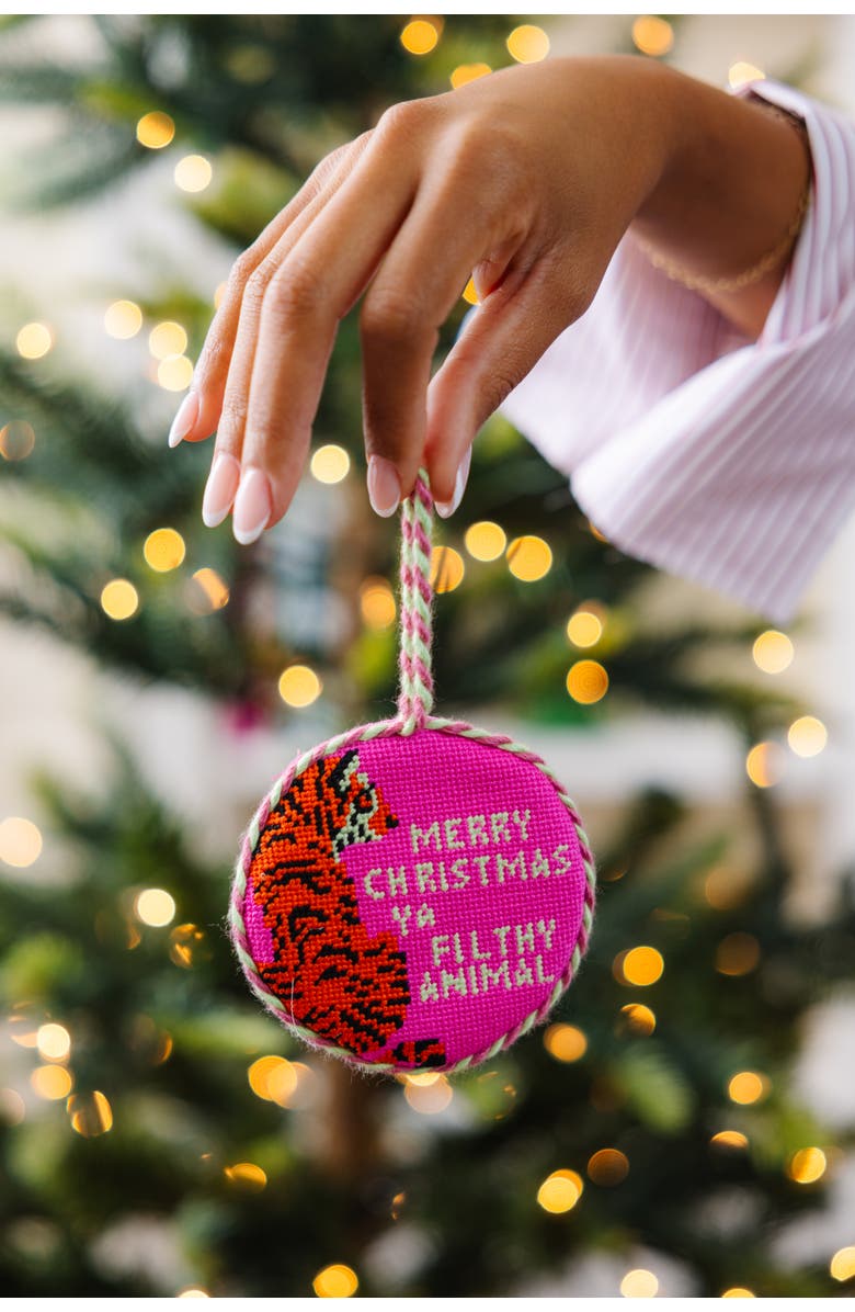 Furbish Needlepoint Ornament - Filthy Animal, Alternate, color, Pink