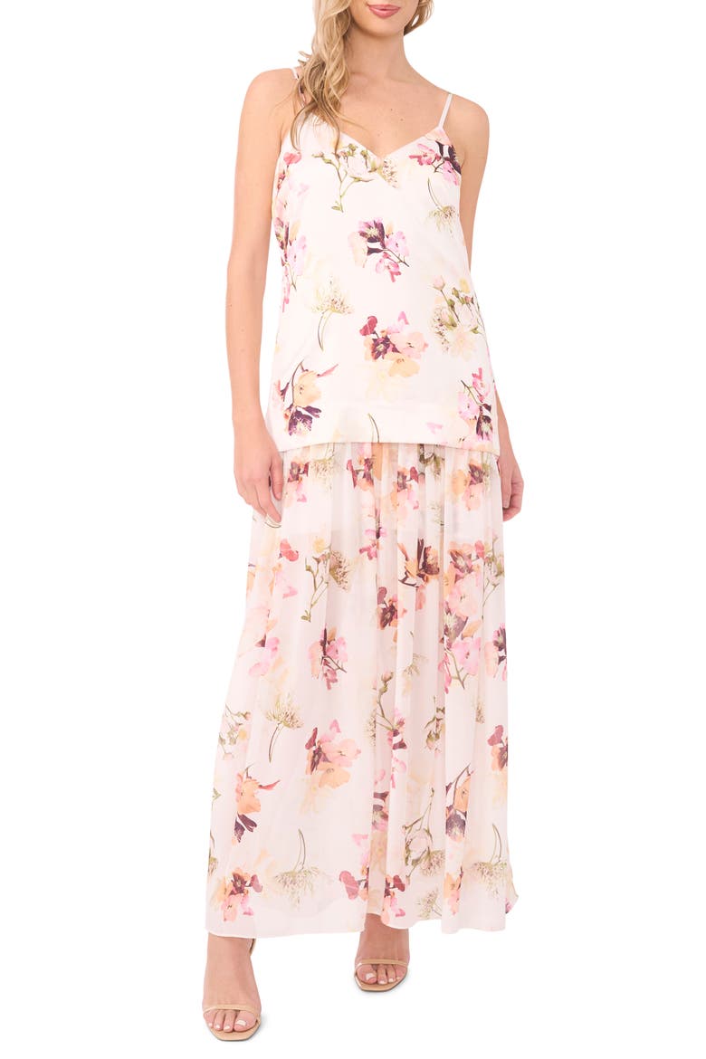V-Neck Floral Slip Dress, Main, color, DUSK ROSE