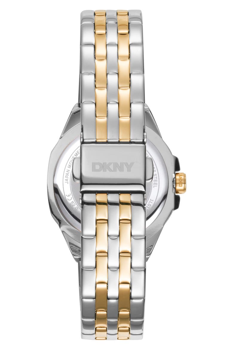 Two Tone Crystal Bezel Quartz Bracelet Watch, 30mm, Alternate, color, TWO TONE SILVER AND GOLD