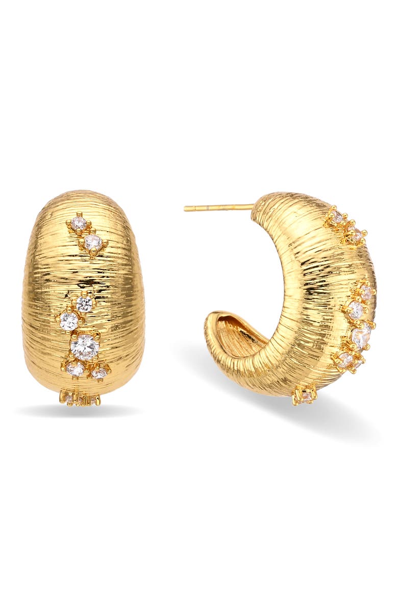 Blair Cubic Zirconia Hoop Earrings, Main, color, GOLD