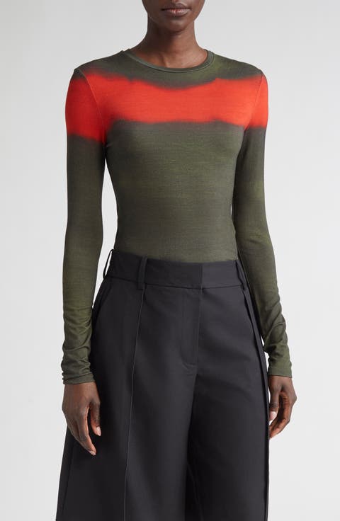 Painted Stripe Long Sleeve Jersey Top