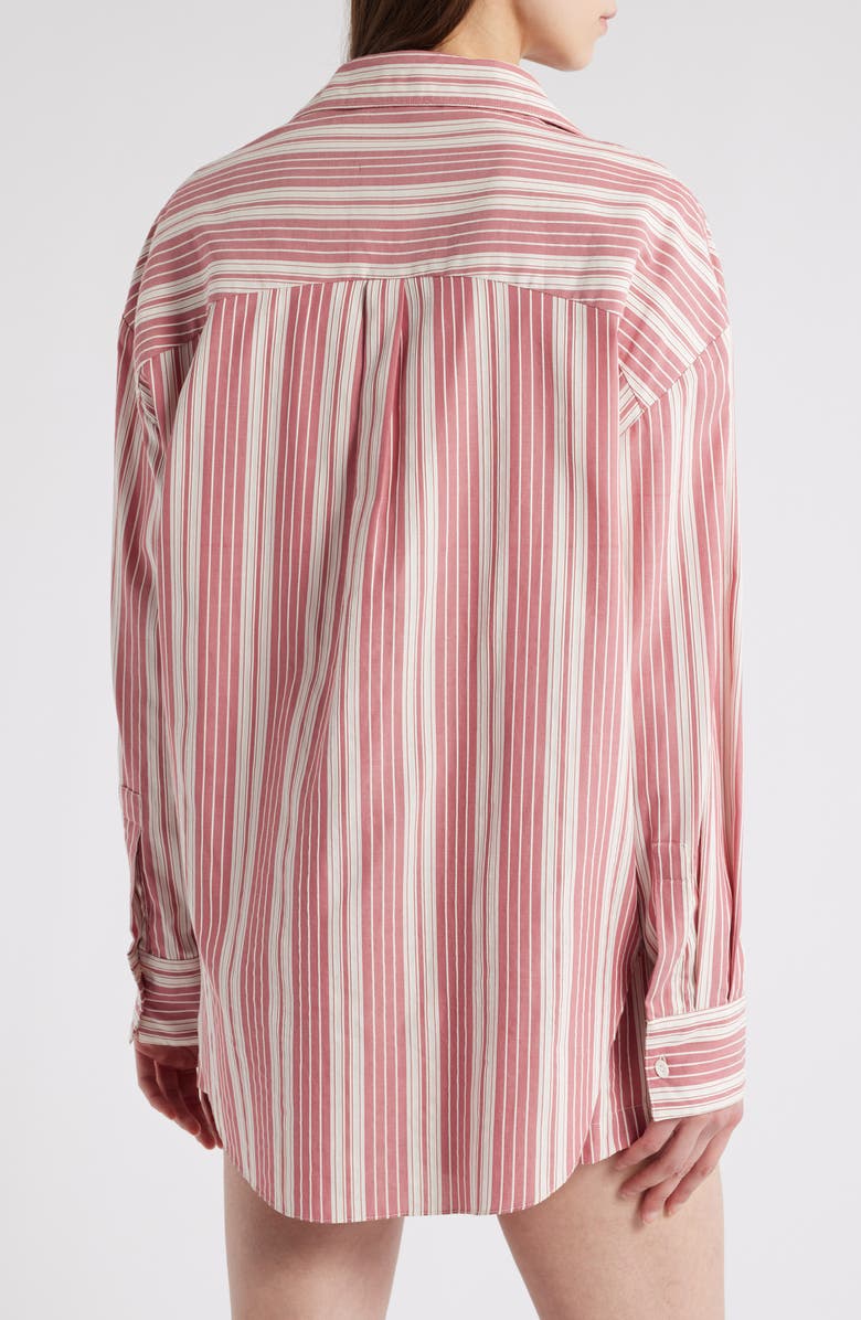 Faithfull the Brand Capri Stripe Cotton Button-Up Shirt, Alternate, color, White