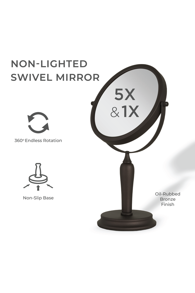 Anaheim Makeup Mirror with 5X/1X Magnification, Alternate, color, Oil-Rubbed Bronze