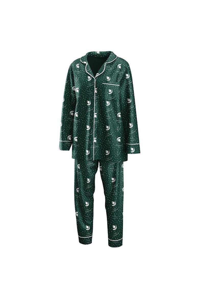 Women's WEAR by Erin Andrews MSU Spartans Long Sleeve Top & Pants Sleep Set, Main, color, GREEN