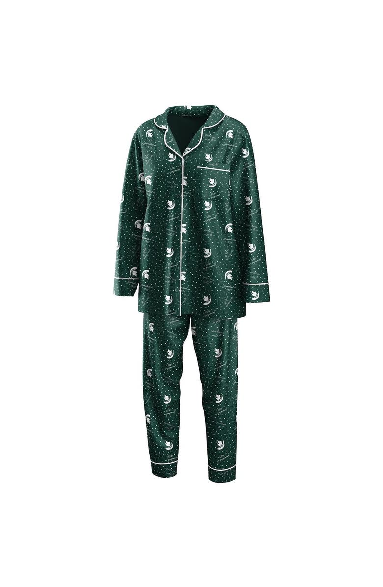 WEAR by Erin Andrews Women's WEAR by Erin Andrews MSU Spartans Long Sleeve Top & Pants Sleep Set, Main, color,