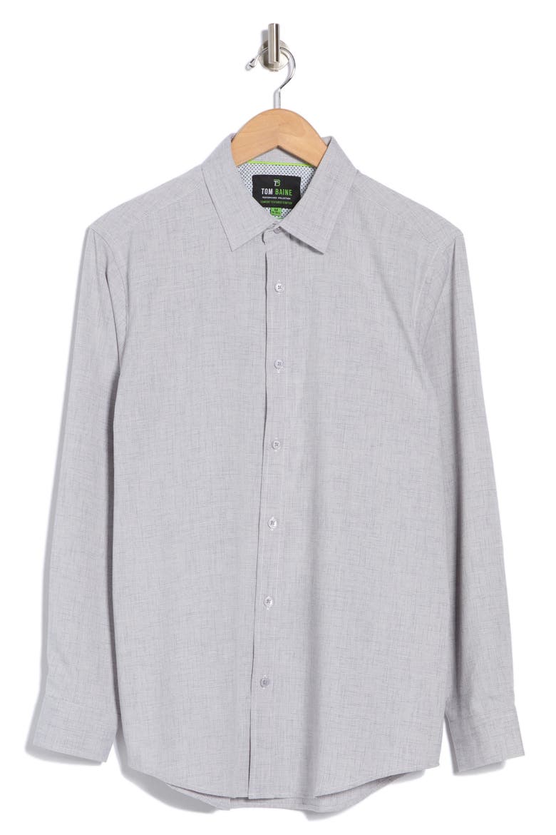 Textured Performance Button-Up Shirt, Alternate, color, SILVER