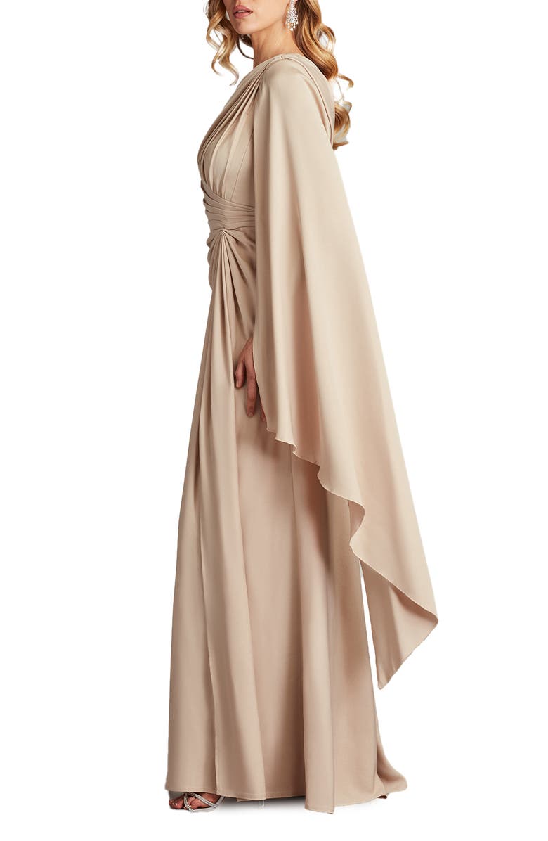 Tadashi Shoji Ember One-Shoulder Draped Gown, Alternate, color, Champagne
