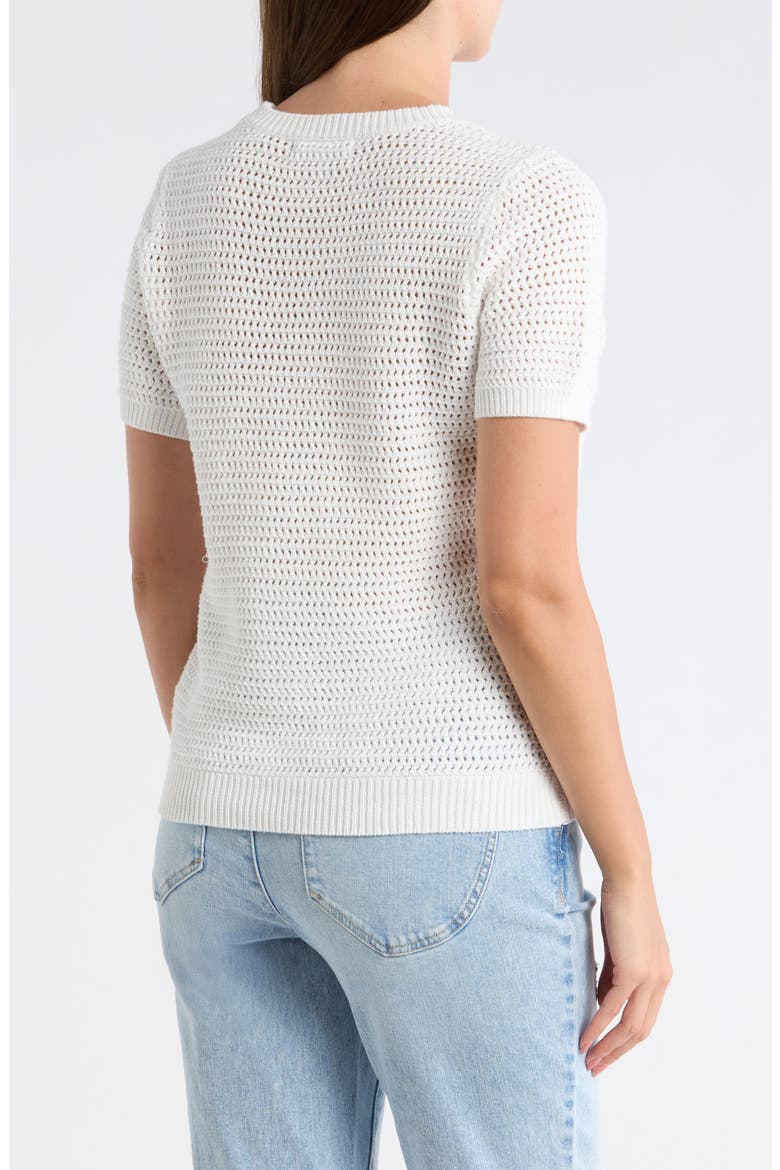 Short Sleeve Lemon Open Stitch Sweater, Alternate, color, IVORY