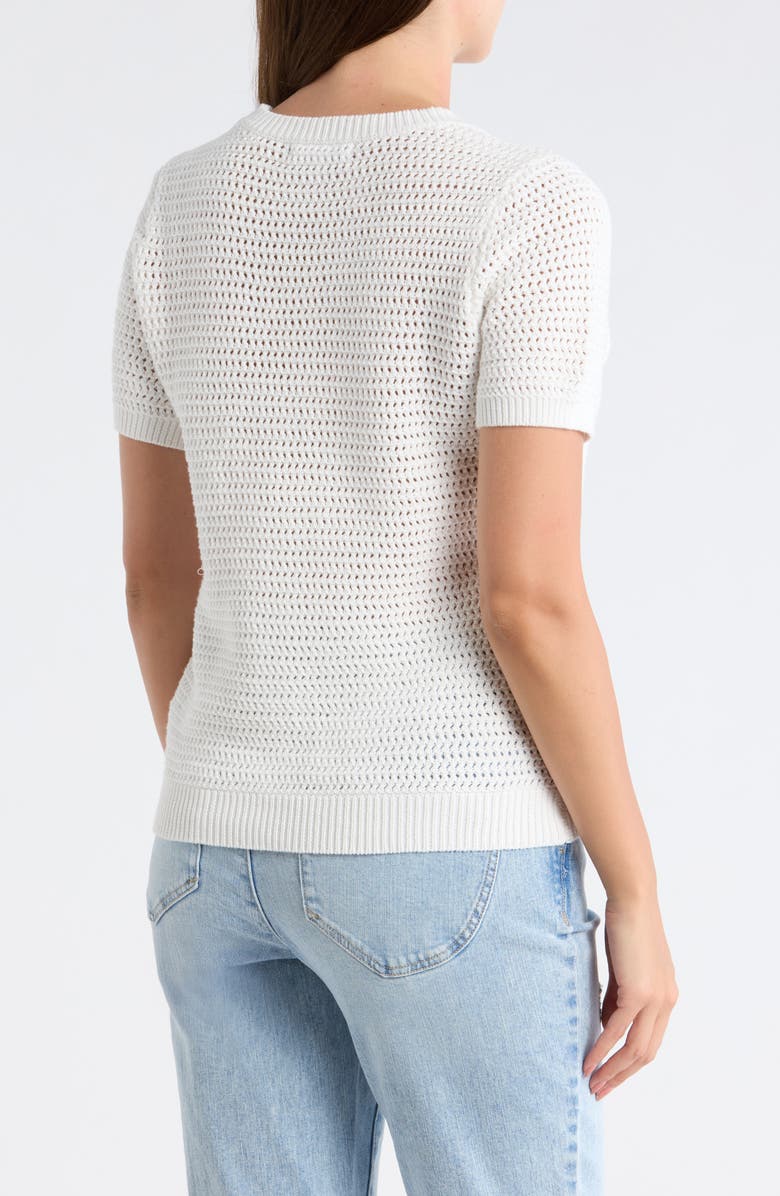 DR2 by Daniel Rainn Short Sleeve Lemon Open Stitch Sweater, Alternate, color, Ivory