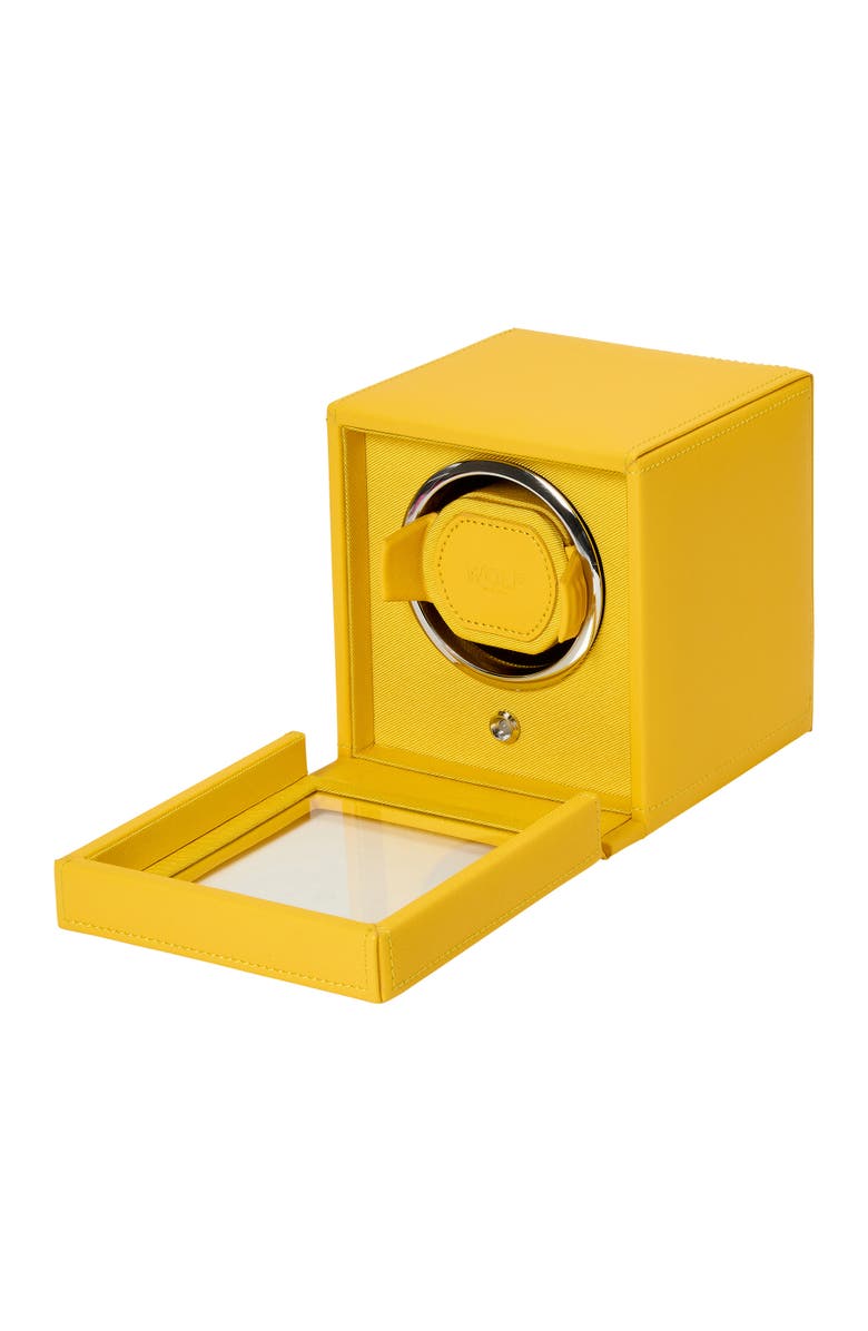 WOLF Cub Single Watch Winder with Cover, Alternate, color, Yellow