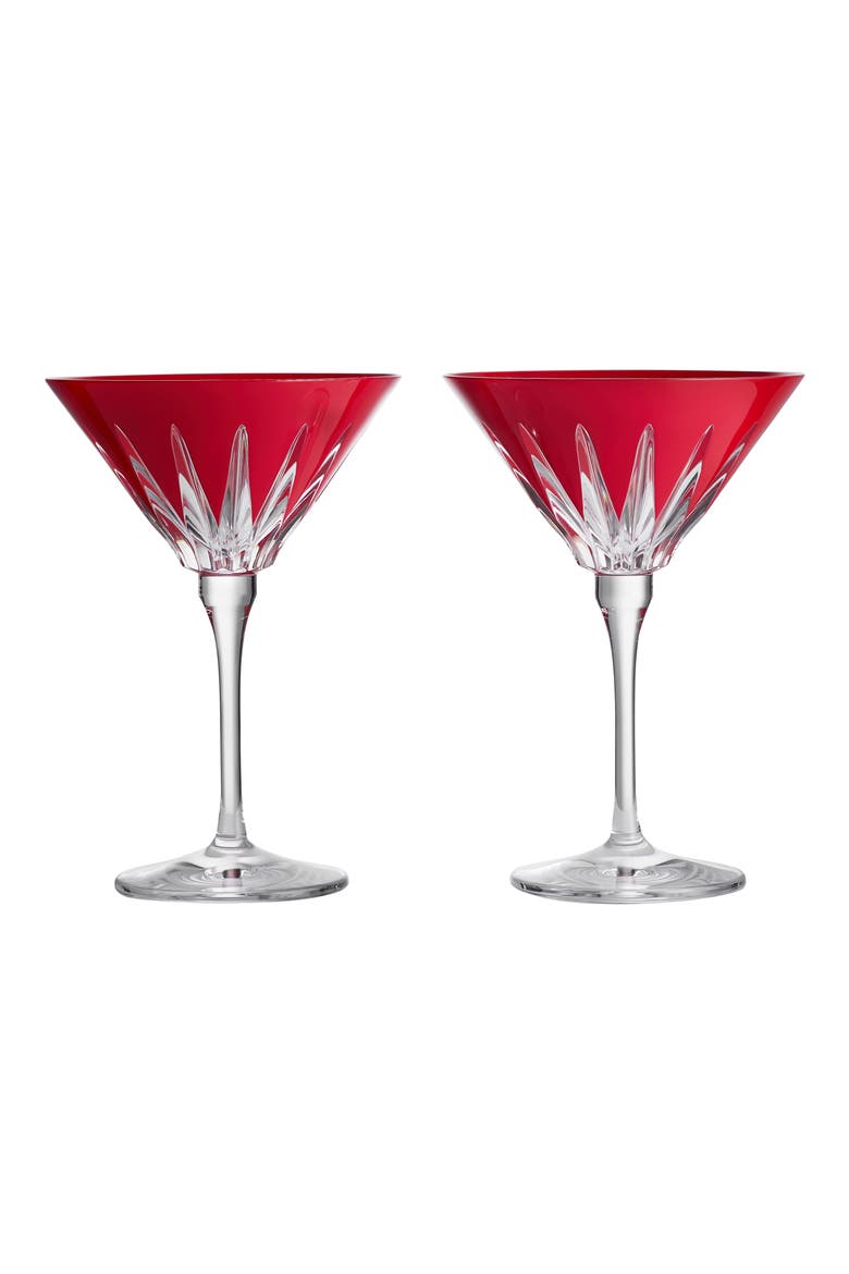 New Year Firework Set of 2 Martini Glasses, Main, color, RED