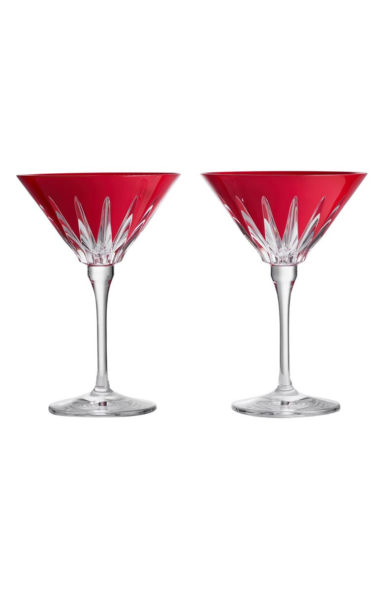 Waterford New Year Firework Set of 2 Martini Glasses, Main, color, Red