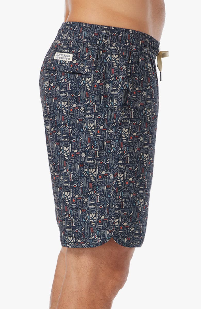 Fair Harbor Anchor Water Repellent Swim Trunks, Alternate, color, Black Sketched Summer