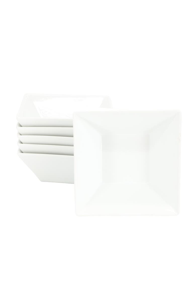 Our Table Simply White 6 Piece 26oz Fine Ceramic Square Soup Bowl Set, Main, color, White