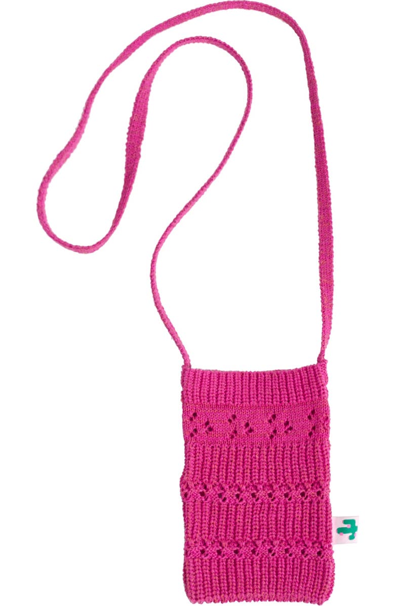Lost Pattern "Cactus" Crochet Crossbody Phone Bag, Main, color, Fuchsia