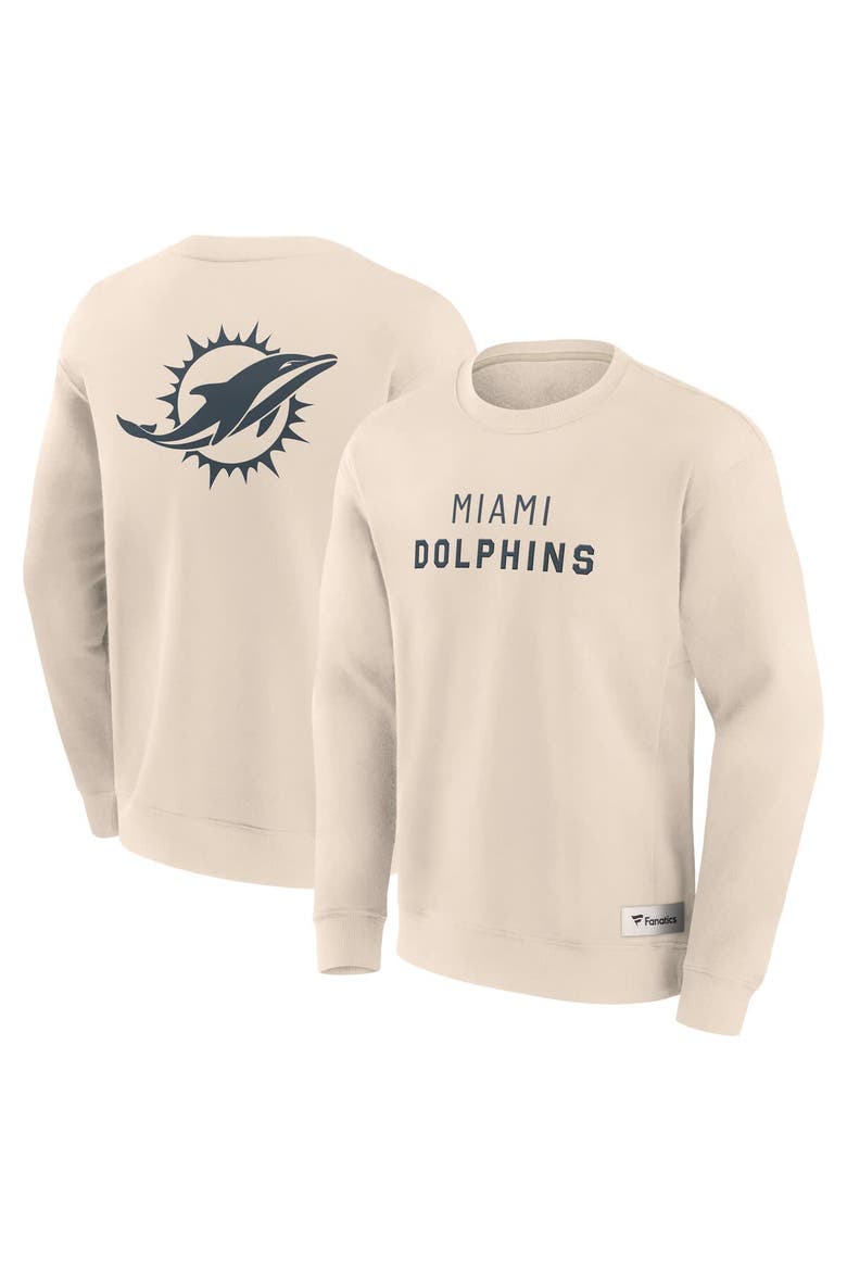 Men's Fanatics Cream Miami Dolphins Elements Future Ground Lettering Pullover Sweatshirt, Main, color, Cream