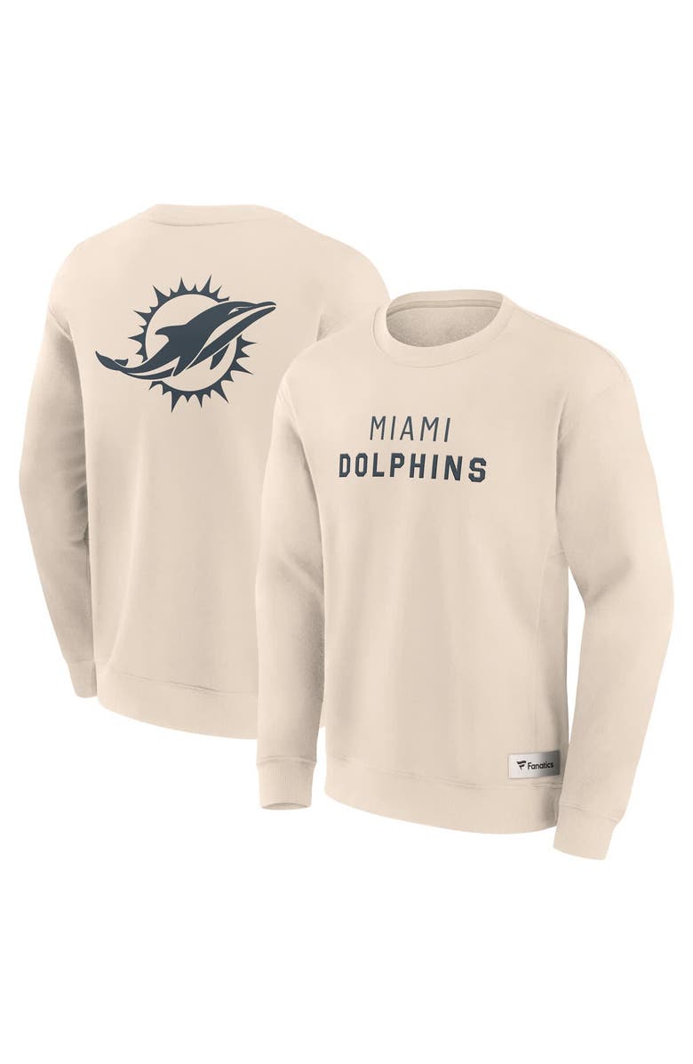 FANATICS Men's Fanatics Cream Miami Dolphins Elements Future Ground Lettering Pullover Sweatshirt, Main, color, Cream