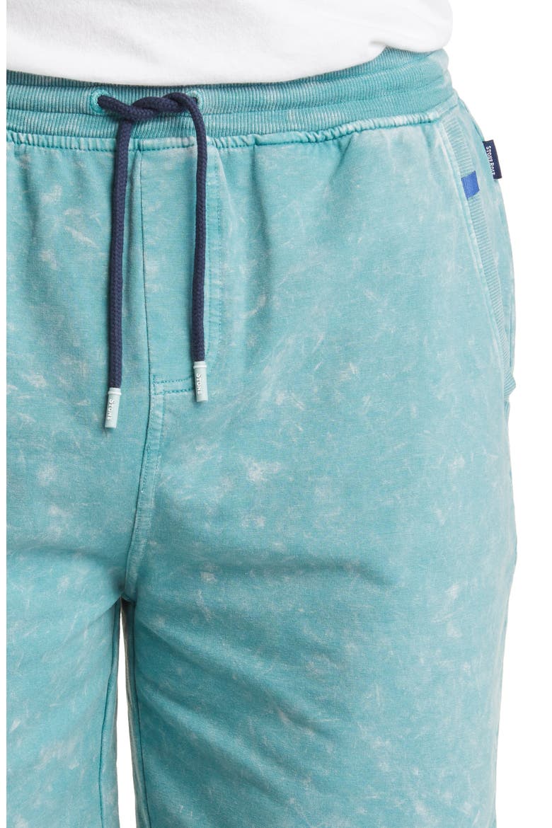 Acid Wash Fleece Drawstring Shorts, Alternate, color, CORAL BLUE