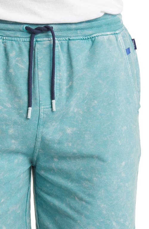 Stone Rose Acid Wash Fleece Drawstring Shorts In Coral Blue