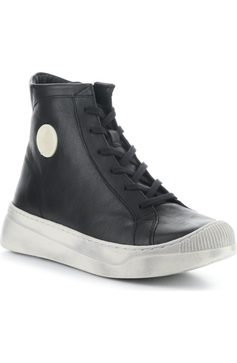 Softinos by Fly London Appe Lace-Up High Top Sneaker, Main, color, Black Smooth Leatherther