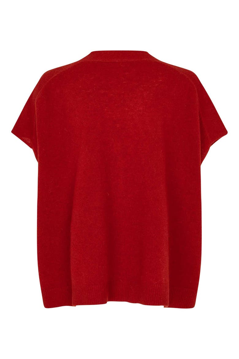 MaLucanne Short Sleeve V-Neck Cardigan, Alternate, color, Red Dahlia