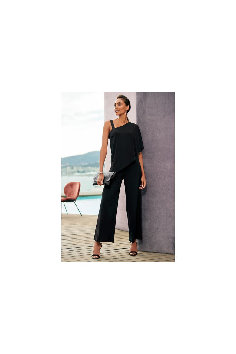 Asymmetrical One Shoulder Jumpsuit, Alternate, color, Black