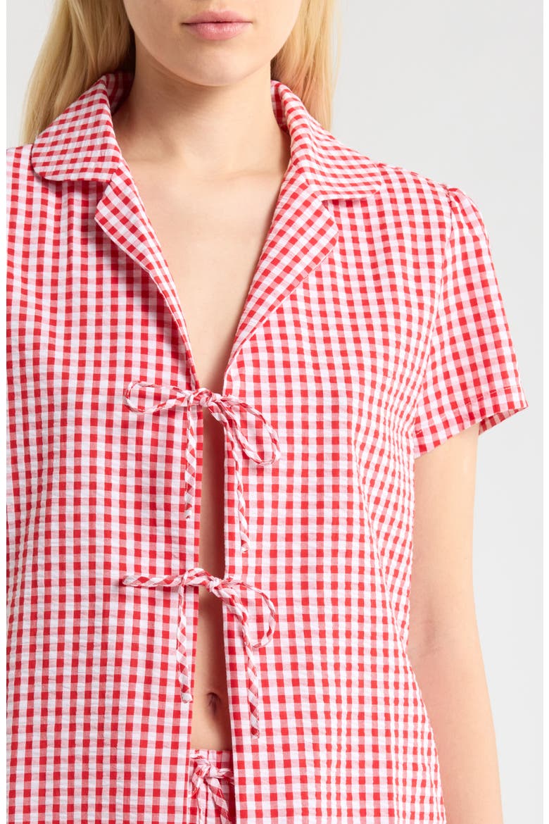 Gingham Seersucker Pajamas, Alternate, color, RED COMBO